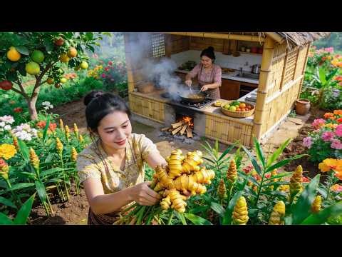 Self-Sufficient Life : Gardening, Harvesting turmeric and cooking catfish stew with turmeric