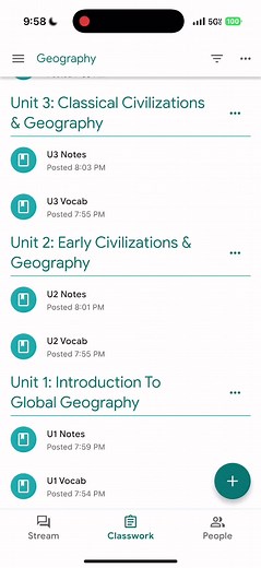 Geography Google Classroom Notes and Study Guides