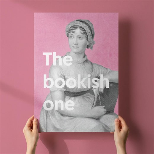 Book Lover Gift: Jane Austen Portrait Print, Vintage Literary Wall Art Pride and Prejudice (Digital Download)