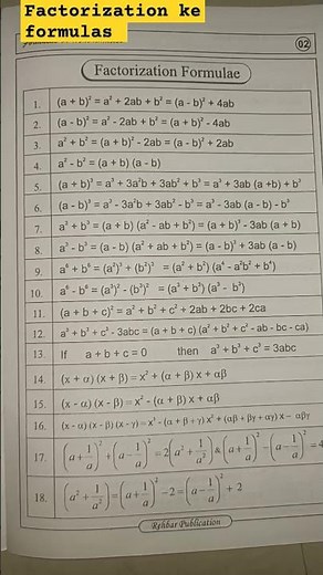 Factorization Formulae #factorization #formulas #factorizationmethod