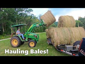 Raking and Moving Hay with the John Deere 4105