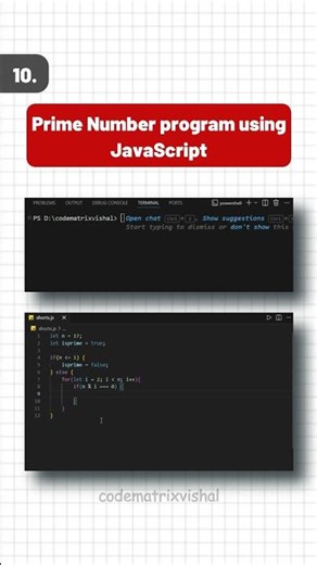 Prime Number Program Using JavaScript | Check Prime Number Logic | JS Interview & Beginner Concept