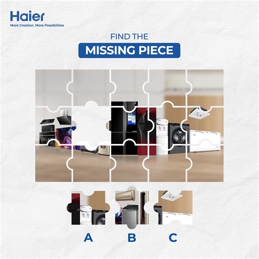 568 reactions · 100 shares | Find the missing piece, complete the puzzle, let us know your answers in the comments and WIN! #Haier #CommentAndWin #MoreCreation #MorePossibilities | Haier | Facebook