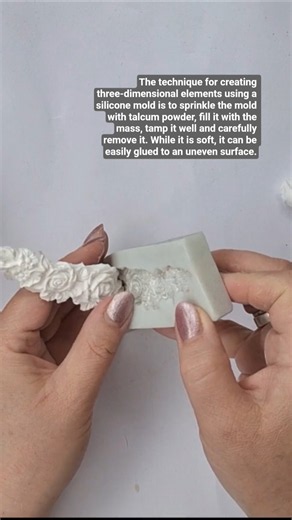 The technique for creating three-dimensional elements using a silicone mold