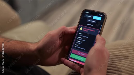Middle Aged Man Gets Several Suspicious Sign In Alerts Related to Foreign IP Addresses Accessing Internet of Things Devices in His Home - Concept