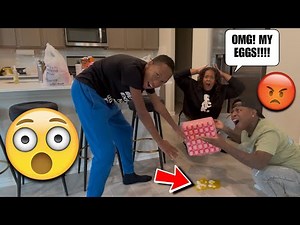 BREAKING A CARTON OF EGGS PRANK ON PARENTS! 😱 *BAD IDEA*