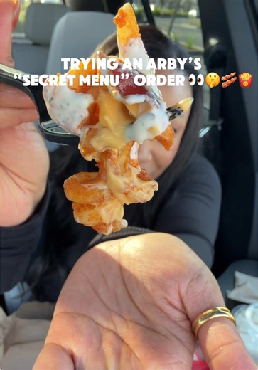 Would you try this order? 🤔🥓🍟 #arbys #secretmenu #tryingyourorders #fastfood #alexisfrost