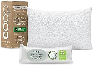 Coop Home Goods Original Adjustable Pillow, King Size Bed Pillows for Sleeping, Cross Cut Memory Foam Pillows - Medium Firm Back, Stomach and Side Sleeper Pillow, CertiPUR-US/GREENGUARD Gold