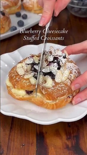 Blueberry Cheesecake Stuffed Croissants #brunch #dessert #recipe