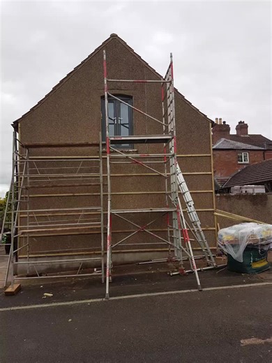 A gable end cladded with cedar wood