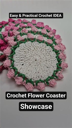 Quick Crochet Flower Coaster Set 🌸 Easy & Practical! #shorts