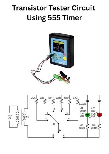 Simple 555 Timer Based Transistor Tester