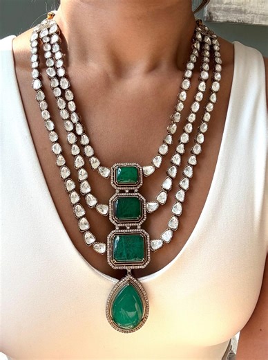 The Royals Ambani Emerald Replica Indian Jewelry Set/high Quality Kundan Polki Layered Bridal Indian Jewellery Set/indian Jewelry - Etsy