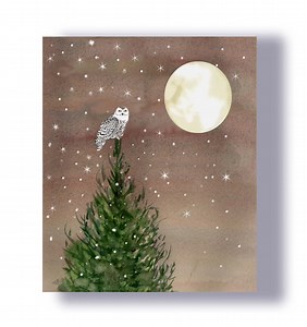 Snowy Owl Christmas Cards- Owl Christmas Cards- Woodland Christmas Cards- Owl Moon Cards- Winter Solstice Cards- Birders Christmas Cards. - Etsy
