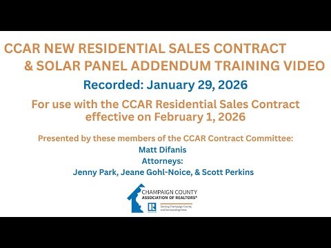 2026 CCAR Residential Sales Contract Training Video