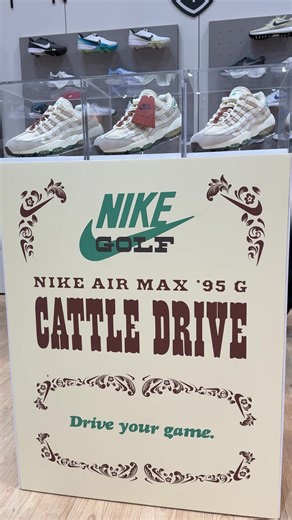 Check out the Limited Edition Nike Air Max ‘95 G Cattle Drive spikeless golf shoes. 👀🔥 Mark your calendars, they’ll be available Feb 5th. #PGAShow #nike #golf #golftiktok