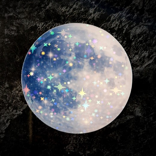 Holographic Moon Sticker – Celestial Galaxy Waterproof Vinyl Decal - Etsy