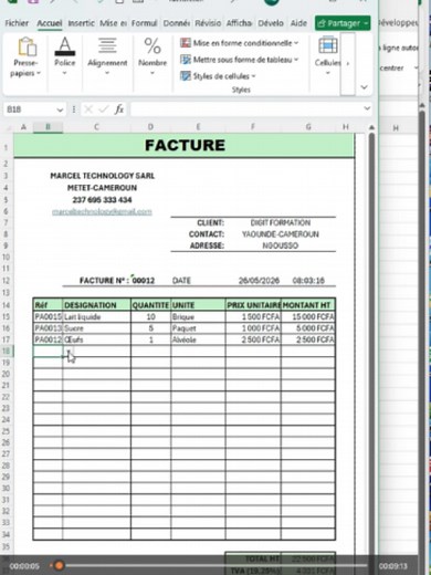 Mise en forme facture Excel : tutoriel pas à pas