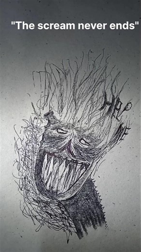 HELP... This Scream Won't Stop 😱 #CreepyArt #CreepyArt #PencilHorror #DisturbingSketch #AnalogHorror