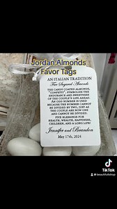 Jordan Almond Favor Tags | Wedding Bomboniere | Greek Wedding | Koufeta Tags | Five Wishes Wedding Poem Tags | Bridal Shower Favor Tags - Etsy