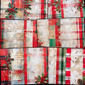 Christmas Plaid & Holly Printable Half Pages: Junk Journal Kit (digital Download) - Etsy
