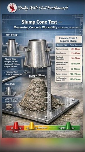 Slump Cone Test | Measuring Concrete Workability Test | Civil Engineering Site Test ✔️