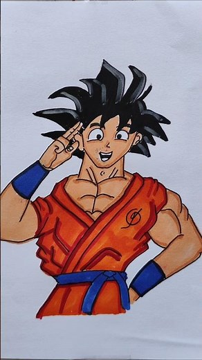 How to Draw Goku anime drawing || dragon ball z || #supersaiyan #goku #vegeta #anime #art #shorts