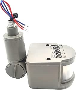 HANNAHONG PIR Motion Detector, Passive Infrared Smart Sensor Switch, AC110-220V, Waterproof Outdoor,Human Body Sensor for LED Light, Auto Dusk to Dawn Inductor Switch (Grey)