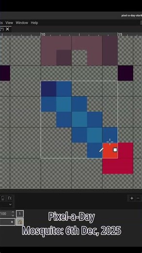 Newbie Pixel Art: MOSQUITO (58th Pixel-a-Day) 8x8 | 6th Dec, 2025 #pixelart #pixelorama