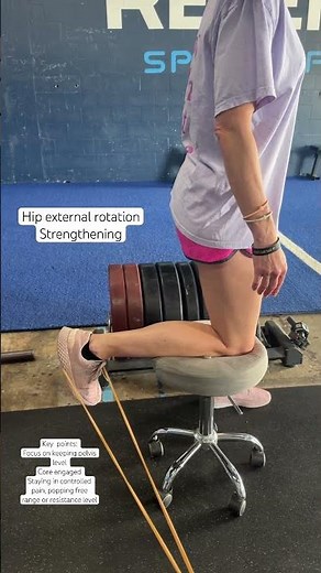 Hip external rotation strengthening- stool + banded resistance #hiprehab