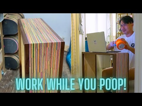 POOP DESK MADE OUT OF RECYCLED SKATEBOARDS! #ROCKLERDESKCHALLENGE