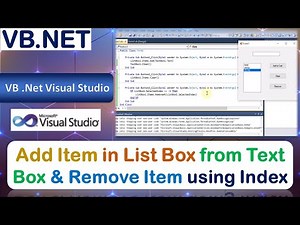 P35 | Windows Application to Add Item in List Box from Text Box and Remove Item using Index | VB.Net