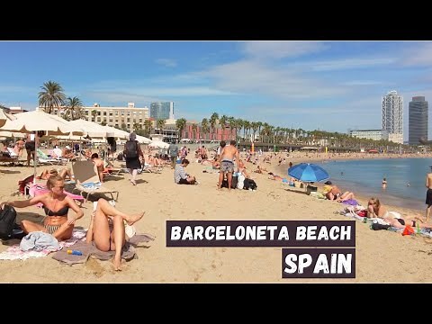 🇪🇸 Hot Day in Barcelona Beach - Spain ☀️🏖️ Amazing Barceloneta Beach Walk - 4K
