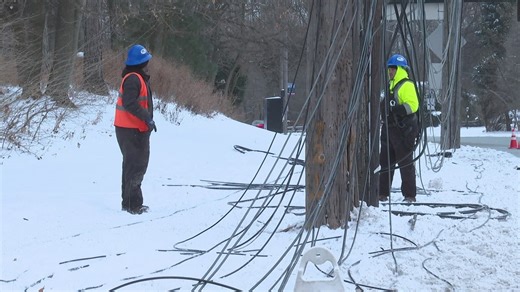 Spectrum says services have been restored after a snowplow a hit utility pole in Cleveland Heights