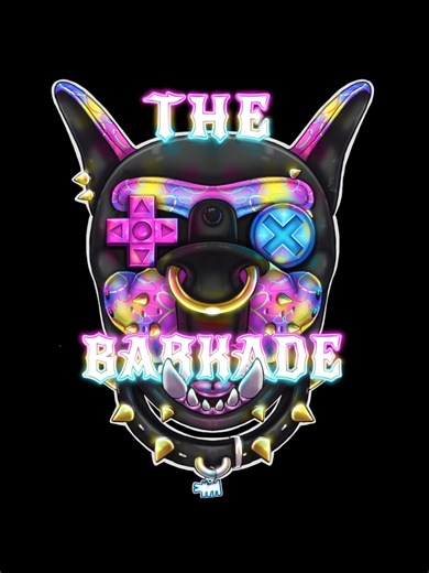 My entry for @Kae|Cacti The BARKADE logo contest! speedpaint included #furry #arcade #rave #neon #puphood