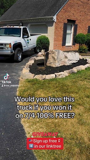 Win this Chevy 2500 4X4 100% FREE on July 4th. Others will make you purchase something to enter their giveaways or give you a 1099 if you win. This is our third one and they are free free. Sign up here ➡️ http://Kujo.com/giveaway #win #giveaway #trucksofinstagram #trucks #chevy | Stripe Life Lawn Care