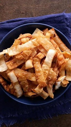 So crunchy! These Fried Wonton Strips are perfect in salads. #recipe