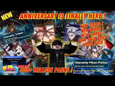 ANNIVERSARY UPDATE IS HERE! New Codes, Moon, Cards & Raid Boss! (Anime Card Clash)