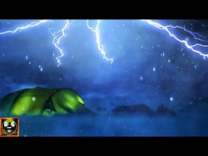Snow Thunderstorm in a Tent at Night with Blizzard and Thunder Sounds to Sleep, Focus, Relax