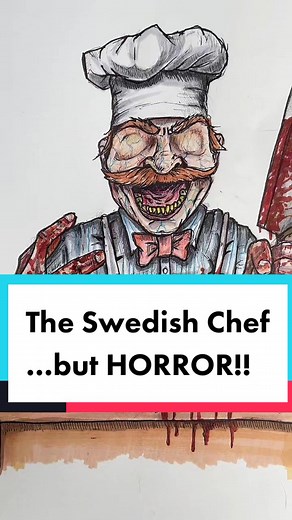 Drawing The Muppets, but HORROR! Day 12: the Swedish Chef! #muppets #themuppets #swedishchef #horror #buthorror #horrortok #horrorart #creepy #creepypasta