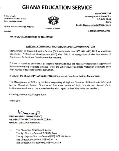 GES OFFICIAL UPDATE: Postponement of Data Protection Training Follow Smart Teachers Avenue for more timely updates. Share to inform other teachers. | Smart Teachers Avenue