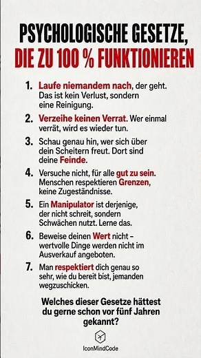 Diese 7 psychologischen Gesetze funktionieren IMMER! 🛑🧠 #psychologie #selbstwert #selbstreflexion