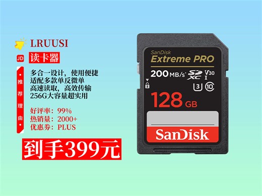 【读卡器推荐】仅399元！徕瑞思256G高速SD卡+多合一读卡器！适配单反微单，200MBs读取，摄影人速冲！手机读卡器通用 相机内存卡高速