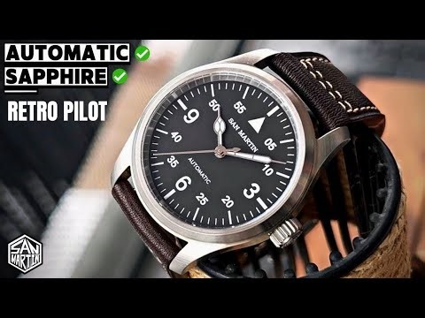 San Martin 37mm飛行員✈️系列 朱仔推介《復古飛行員Retro pilot🛩️藍寶石 Miyota 機械錶100m🌊》快閃優惠😱HK968 超筍👍tel96699429⌚🎄