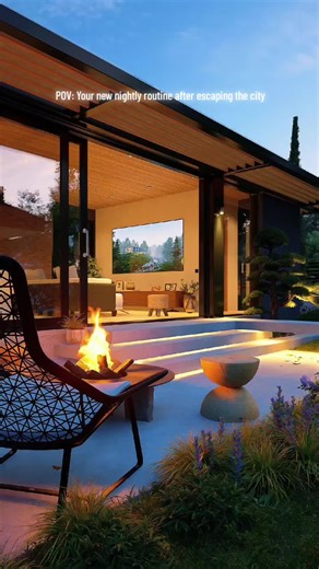 Modular Prefab Guest House Backyard Design Modular prefab guest house integrated into a landscaped backyard, designed for flexible living and outdoor comfort. The project combines clean architectural lines, warm interior lighting, and a seamless transition between indoor and outdoor spaces. The backyard layout is conceived as an extension of the guest house, supporting relaxation, evening use, and visual continuity with the main property. Design by Ion Eremciuc Architects.