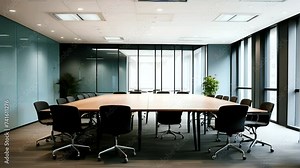 3d, room, meeting, window, interior, conference, furniture, design, business, office, wall, modern, rendering, floor, city, architecture, view, illustration, table, workplace, indoor, render, chair, d Stock Video