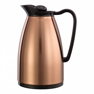 Service Ideas Classic Carafe 20 oz. Copper Stainless Steel Insulated Coffee Carafe / Server with Black Lid CGC060CP