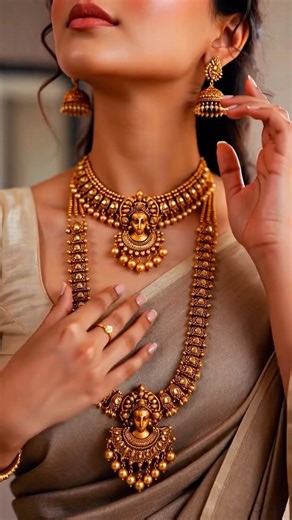 Elegant Traditional Gold Jewelry Look ✨ Bridal Saree Styling | Indian Ethnic 💄💋👠👝💍 #desibrides