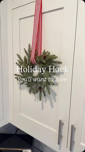 31K views · 17 reactions | Easiest way to hang wreaths on your cabinets for the holidays!! Use @command hooks inside cabinet doors, place ribbon over the top of door and attach to the hook! I leave the hooks there all year so it's super quick to decorate for the holidays! Do you put wreaths on your cabinets for the holidays?? | Leslie HOWLE Kerrigan | Facebook