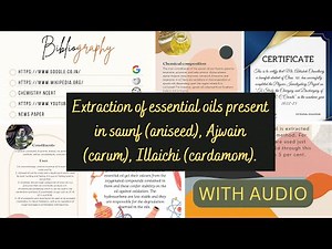 Extraction of essential oils present in saunf (aniseed), Ajwain (carum), Illaichi (cardamom).